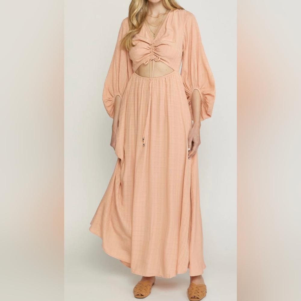 Aura Pink Long Sleeve Maxi Dress
